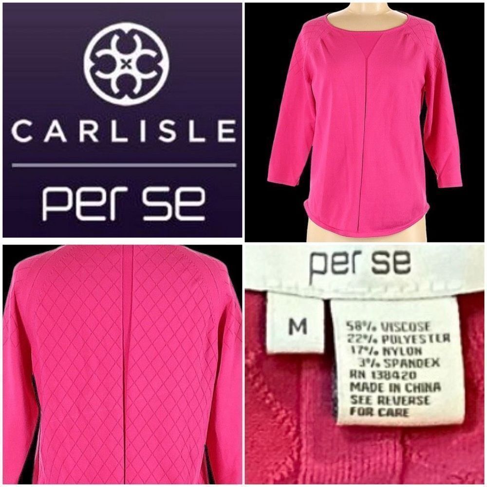 Per Se by Carslie 3/4 sleeve pink knit top